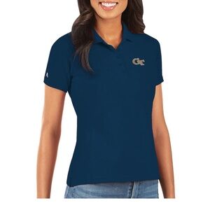 Georgia Tech Antigua Blue Fitted Polo Short Sleeve Tee
